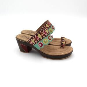 L Artiste Spring Step Sandal 37 Womens 6.5 Leather Boho Embellished Comfort Heel